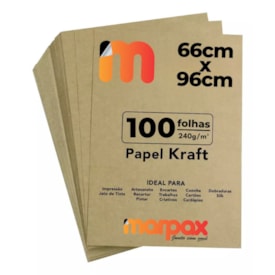 Papel Kraft 66X96cm 240g Alta Qualidade Marpax 100 Folhas