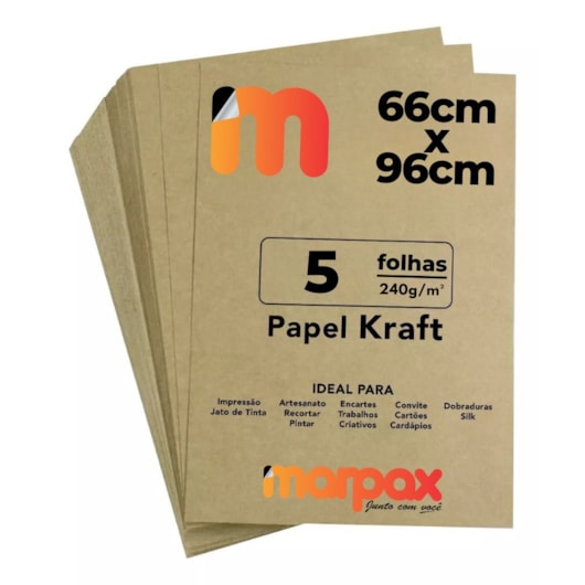 Papel Kraft 66x96cm 240g Alta Qualidade Marpax 5 folhas