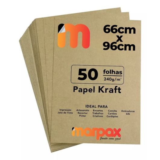 Papel Kraft 66x96cm 240g Alta Qualidade Marpax 50 folhas