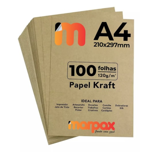 Papel Kraft A4 210x297mm 120g Alta Qualidade Marpax 100 fls