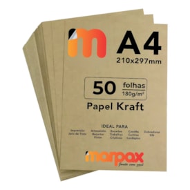 Papel Kraft A4 210x297mm 180g 50 fls Alta Qualidade Marpax