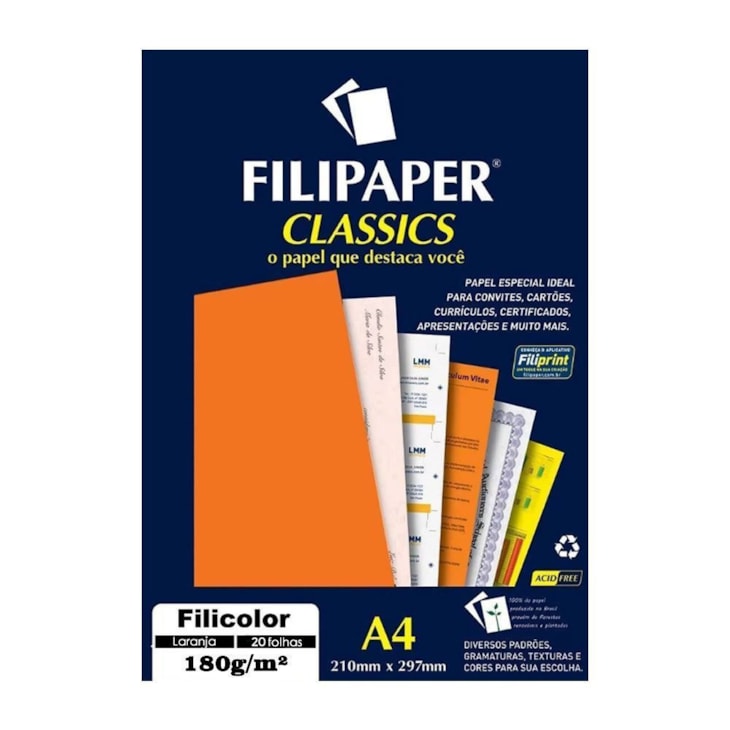Papel Laranja Filicolor Lumi A4 180g/m² Filipaper 20Fls
