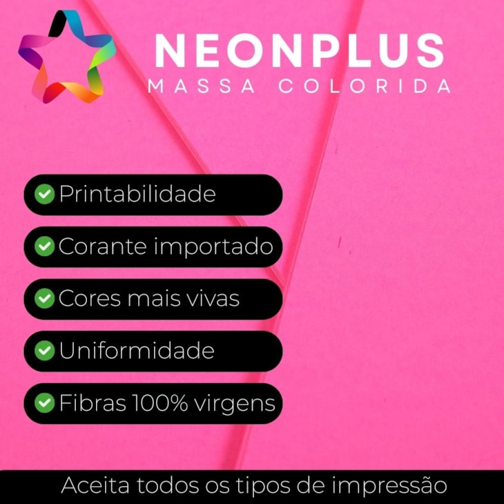 Papel Neon Plus 240g 660X960mm Rosa Marpax pct com 5fls
