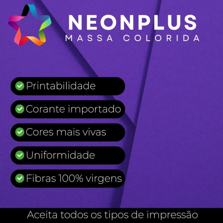 Papel Neon Plus 240g 660X960mm Roxo Marpax pct com 5fls