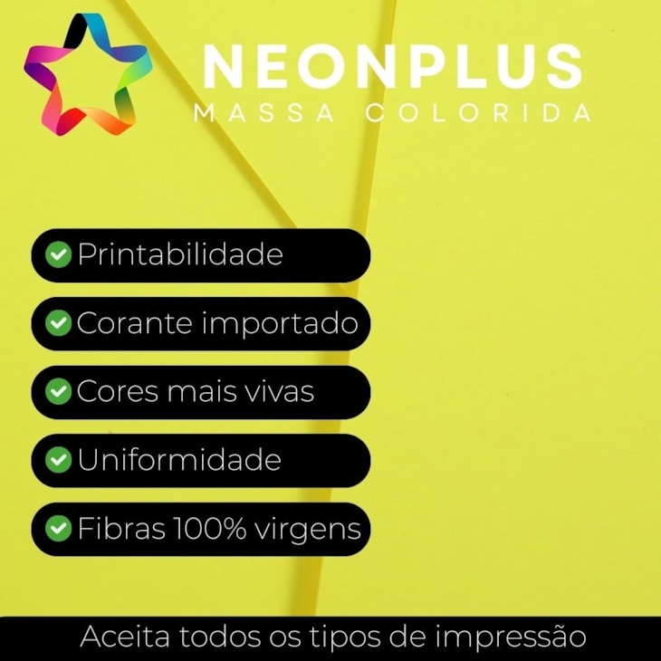 Papel Neon Plus 240g 66x96cm Amarelo Marpax 5fls