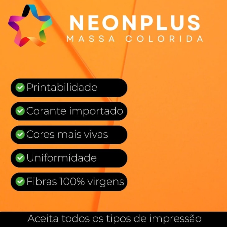 Papel Neon Plus 240g 66x96cm Laranja Marpax 5fls