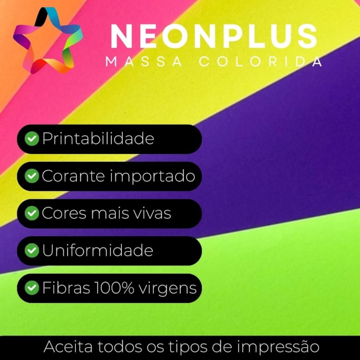 Papel Neon Plus 240g 66x96cm Mix de Cores Marpax 5 fls