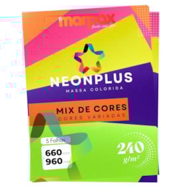 Papel Neon Plus 240g 66x96cm Mix de Cores Marpax pacote 5fls