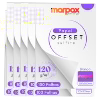 Papel Offset 120g 300X300mm Branco Liso Marpax com 1000fls