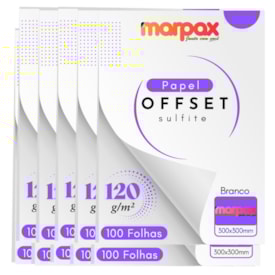 Papel Offset 120g 300X300mm Branco Liso Marpax com 1000fls