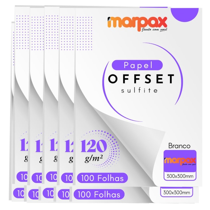 Papel Offset 120g 300X300mm Branco Liso Marpax com 1000fls