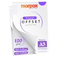Papel Offset 120g A3 297X420mm Branco Liso Marpax com 200fls