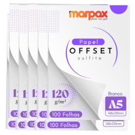 Papel Offset 120g A5 148x210mm Branco Marpax 1000 fls