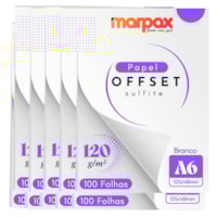 Papel Offset 120g A6 105X148mm Branco Liso Marpax 1000fls