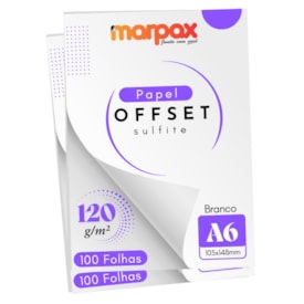 Papel Offset 120g A6 105X148mm Branco Liso Marpax com 200fls