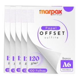 Papel Offset 120g A6 105X148mm Branco Liso Marpax com 500fls