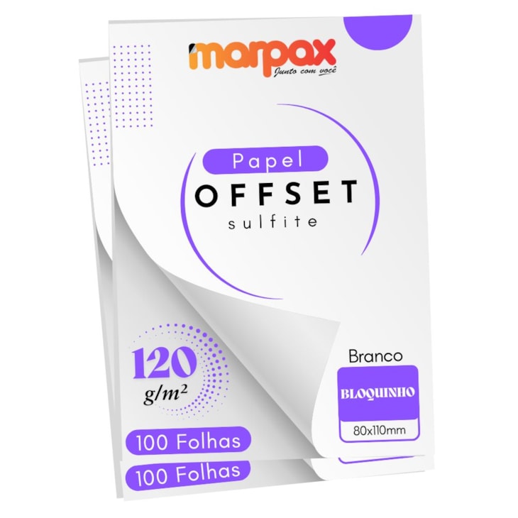 Papel Offset 120g Bloquinho 80X110mm Branco Marpax 200fls