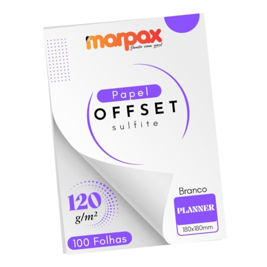 Papel Offset 120g Planner 180x180mm Branco Marpax 100 fls
