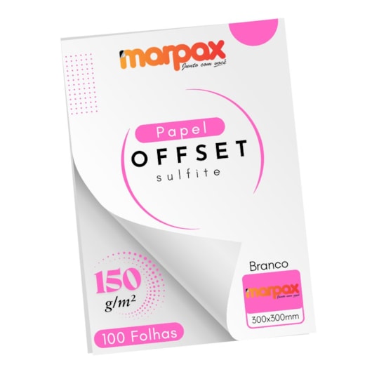 Papel Offset 150g 300x300mm Branco Marpax 100 fls Papel Offset 150g 300x300mm Branco Marpax 100 fls