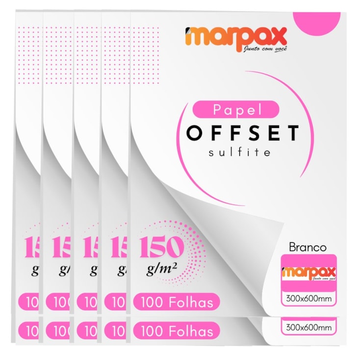 Papel Offset 150g 300X600mm Branco Liso Marpax com 1000fls