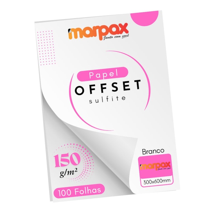 Papel Offset 150g 300X600mm Branco Liso Marpax com 100fls