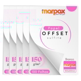 Papel Offset 150g 300X600mm Branco Liso Marpax com 500fls