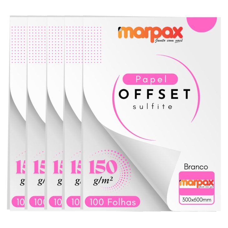 Papel Offset 150g 300X600mm Branco Liso Marpax com 500fls