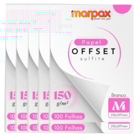Papel Offset 150g A4 210X297mm Branco Liso Marpax 1000fls