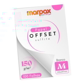 Papel Offset 150g A4 210X297mm Cor Branco Marpax 100fls