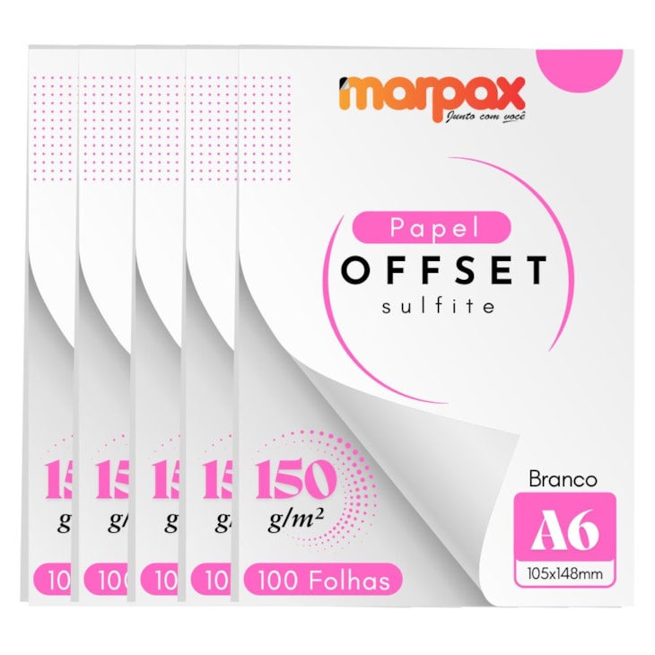 Papel Offset 150g A6 105X148mm Branco Liso Marpax 500fls