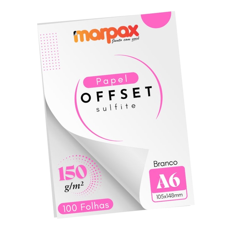 Papel Offset 150g A6 105x148mm Branco Marpax 100 fls