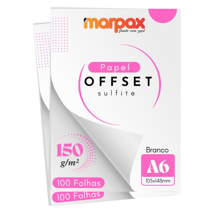 Papel Offset 150g A6 105x148mm Branco Marpax 200 fls