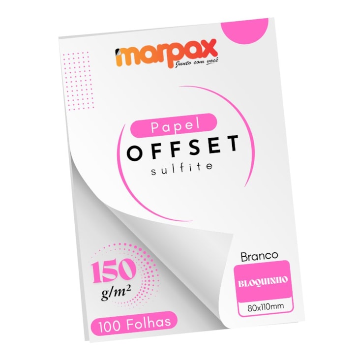 Papel Offset 150g Bloquinho 80x110mm Branco Marpax 100 fls