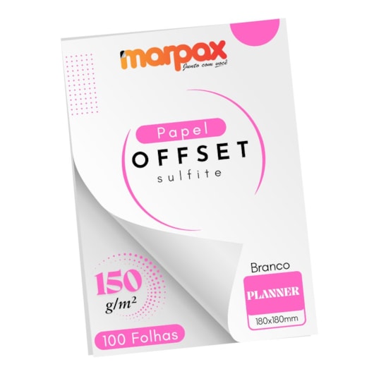 Papel Offset 150g Planner 180x180mm Branco Marpax 100 fls
