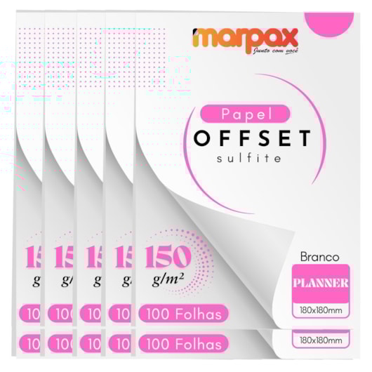 Papel Offset 150g Planner 180x180mm Branco Marpax 1000 fls