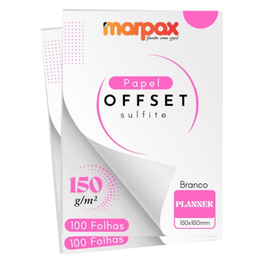 Papel Offset 150g Planner 180x180mm Branco Marpax 200 fls