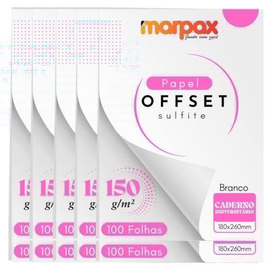 Papel Offset 150g Universitário 180x260mm Branc Marpax 1000f