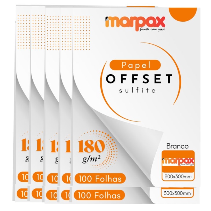 Papel Offset 180g 300X300mm Branco Liso Marpax com 1000fls