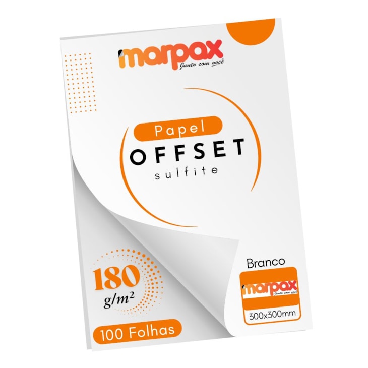 Papel Offset 180g 300X300mm Branco Liso Marpax com 100fls