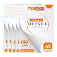 Papel Offset 180g A3 297X420mm Branco Liso Marpax 500fls
