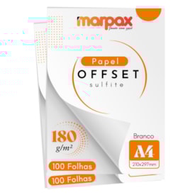 Papel Offset 180g A4 210X297mm Branco Liso Marpax 200fls
