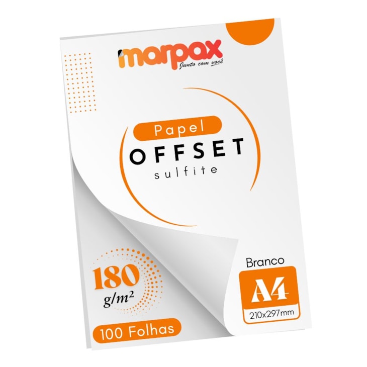 Papel Offset 180g A4 210x297mm Branco Marpax 100 fls