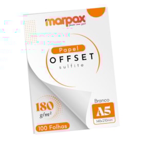 Papel Offset 180g A5 148X210mm Cor Branco Marpax 100fls