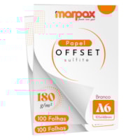 Papel Offset 180g A6 105X148mm Branco Liso Marpax 200fls