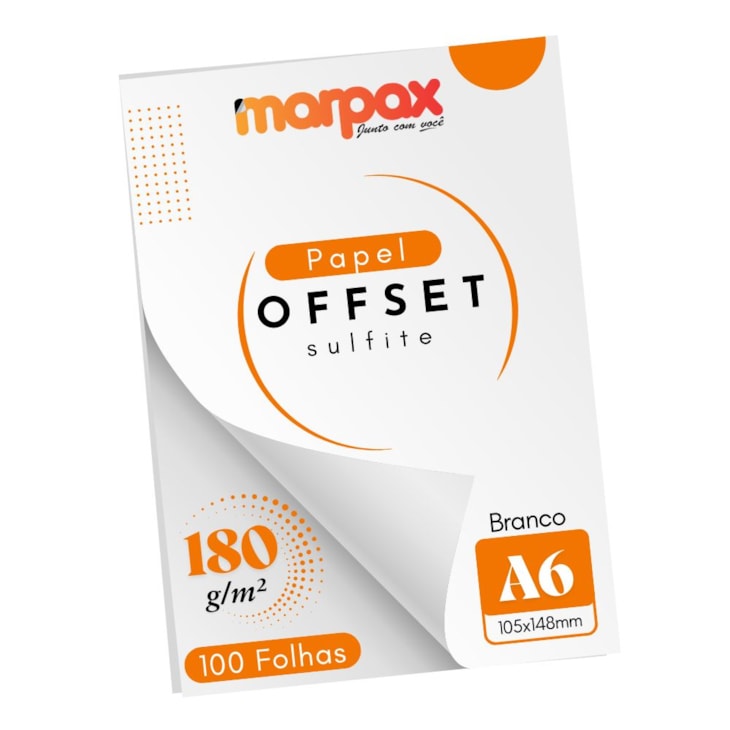 Papel Offset 180g A6 105X148mm Cor Branco Marpax 100fls