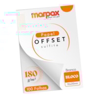Papel Offset 180g Bloco Liso 110x210mm Branco Marpax 100fls