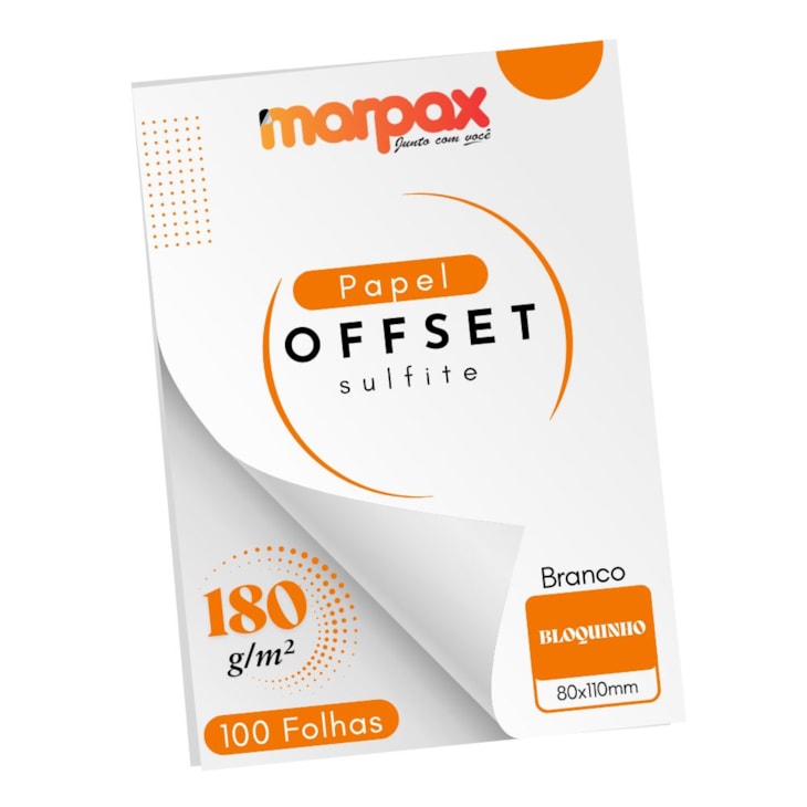 Papel Offset 180g Bloquinho 80x110mm Branco Marpax 100 fls