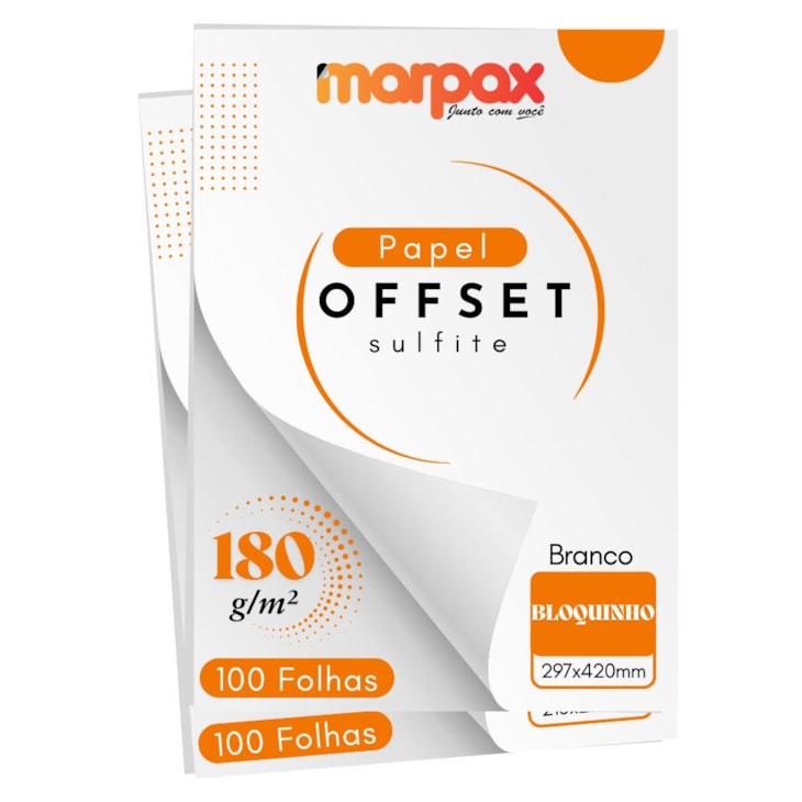 Papel Offset 180g Bloquinho 80x110mm Branco Marpax 200 fls