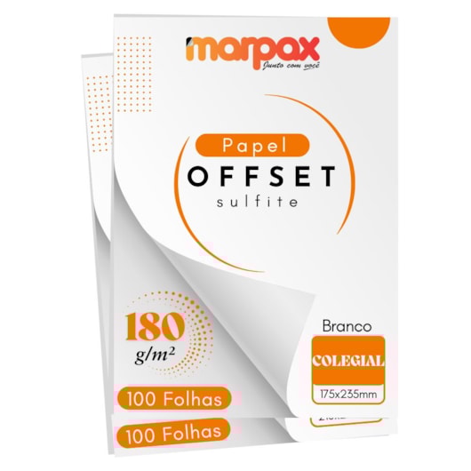 Papel Offset 180g Colegial 175x235mm Branco Marpax 200 fls