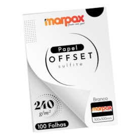 Papel Offset 240g 300X300mm Branco Liso Marpax com 100fls